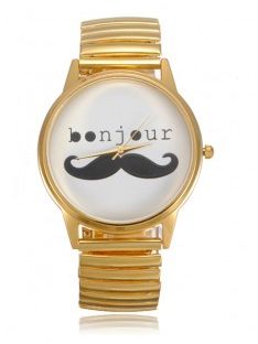 Moustache hodinky Bonjour - zlaté