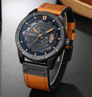 Pánske hodinky C8301 s kalendárom oranžové